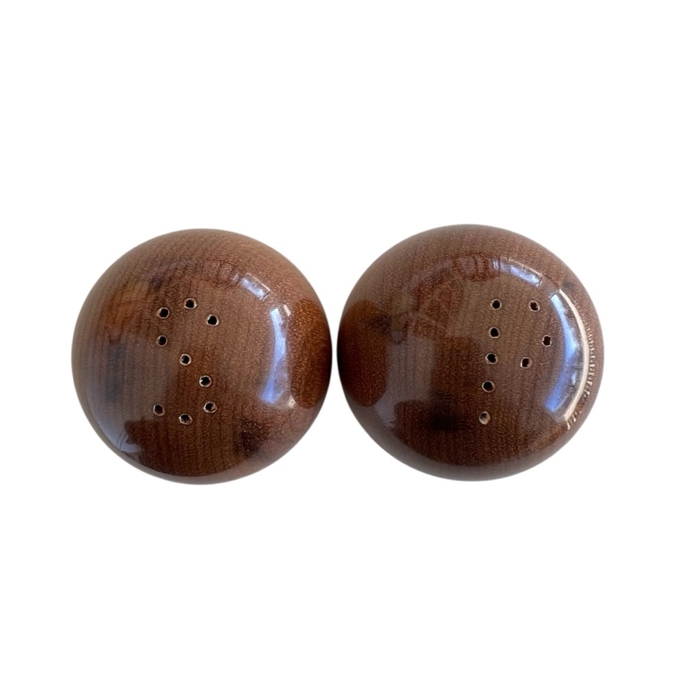 VTG MYRTLEWOOD Mid Century Modern Round Orb Wooden Salt and Pepper Shakers
